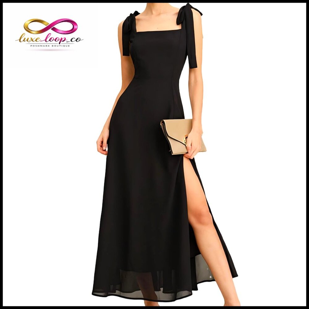 Square Neck Spaghetti Strap Tiered Maxi Dress Formal Wedding Guest Cocktail